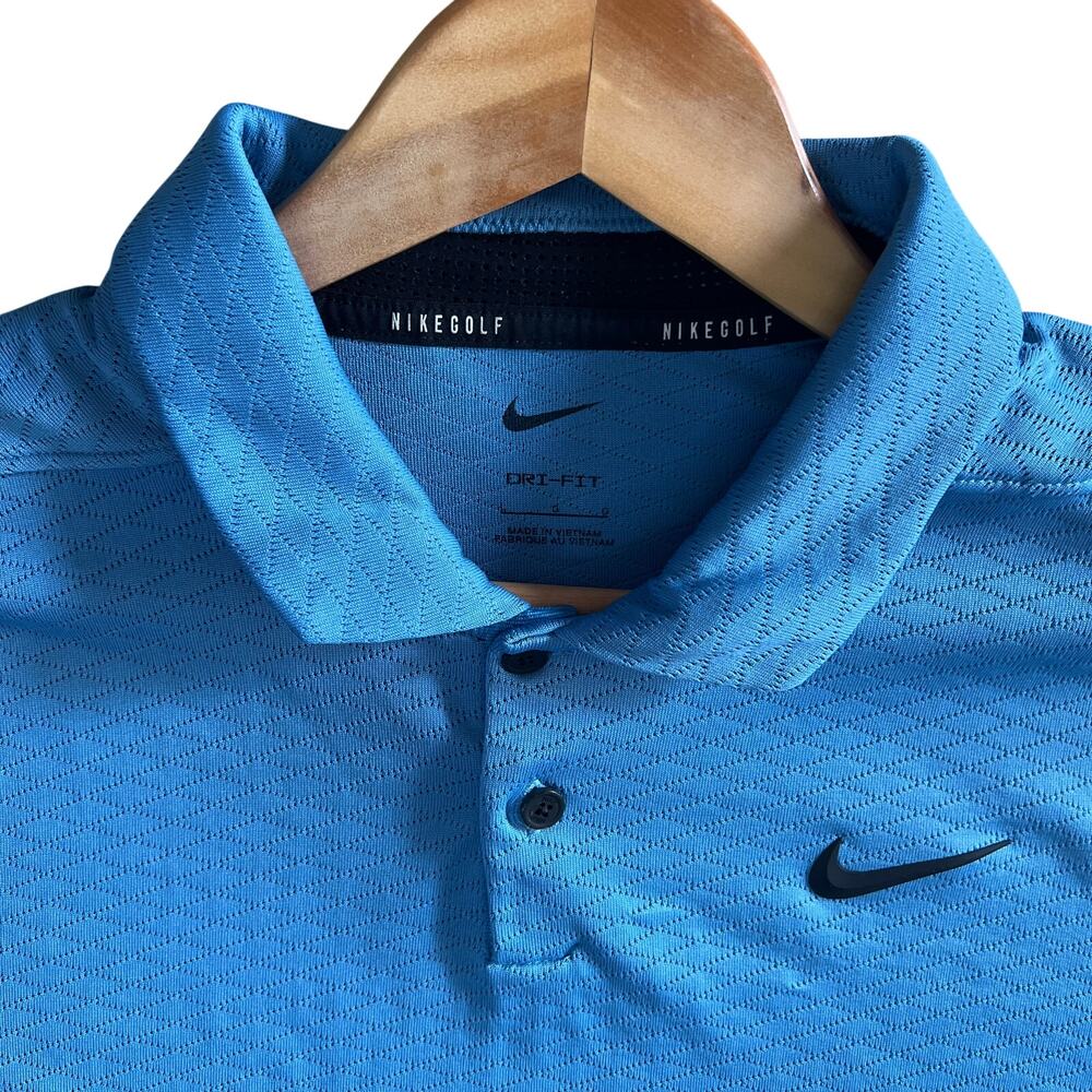 Nike Golf Dri-FIT Polo Shirt Blue Textured Athletic Performance Men’s L - Picture 3 of 11